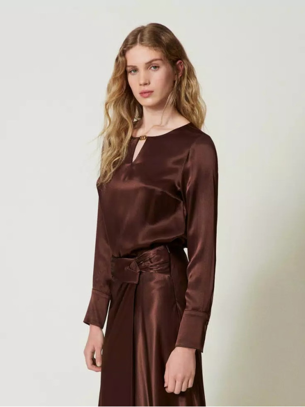 Атласна Блуза / Шоколад 242TF2123