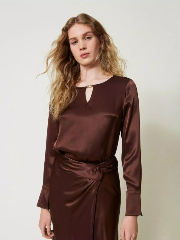 Атласна Блуза / Шоколад 242TF2123