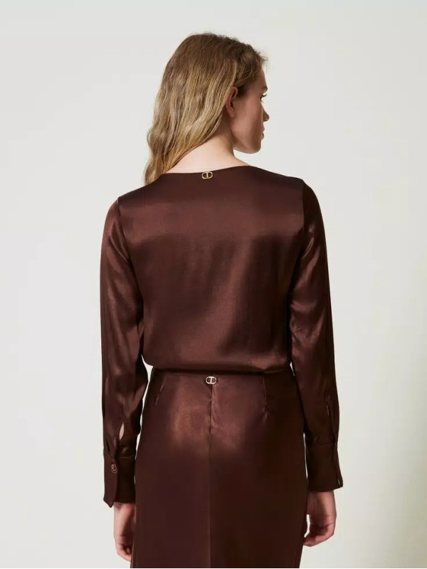 Атласна Блуза / Шоколад 242TF2123