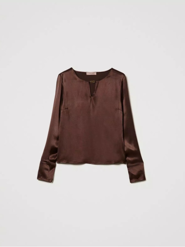 Атласна Блуза / Шоколад 242TF2123