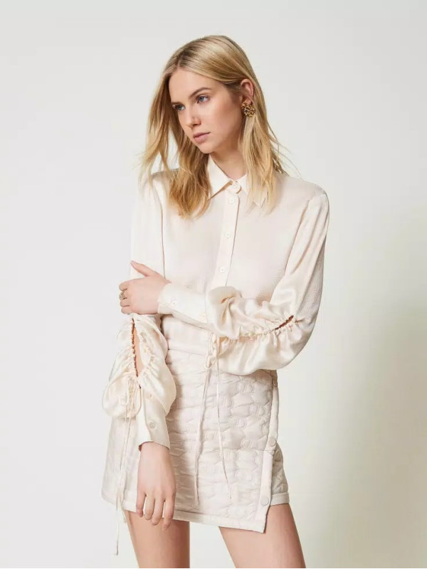 Сорочка з атласу / Старий білий 242TP2477