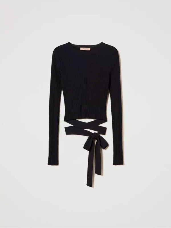 Светр з бантом / Чорний 242TP3040