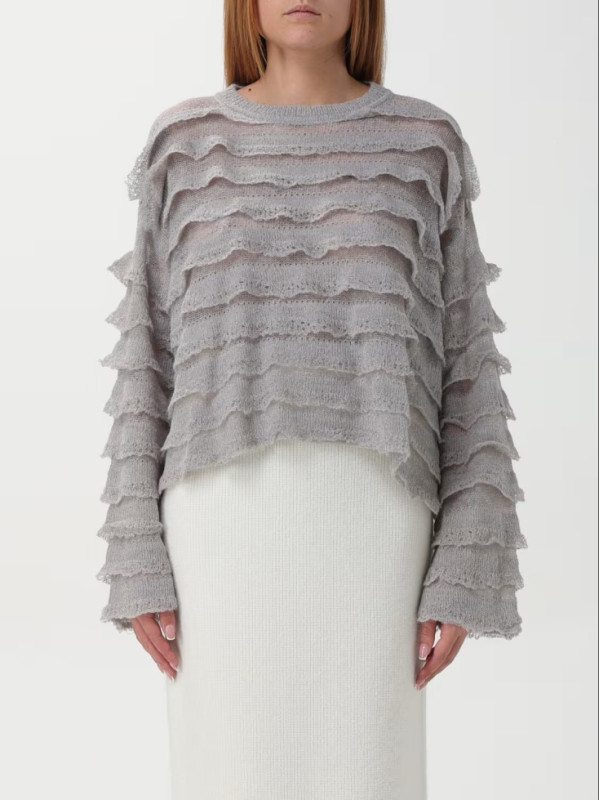 Пуловер з воланами / Сірий Меланж 242TP3102