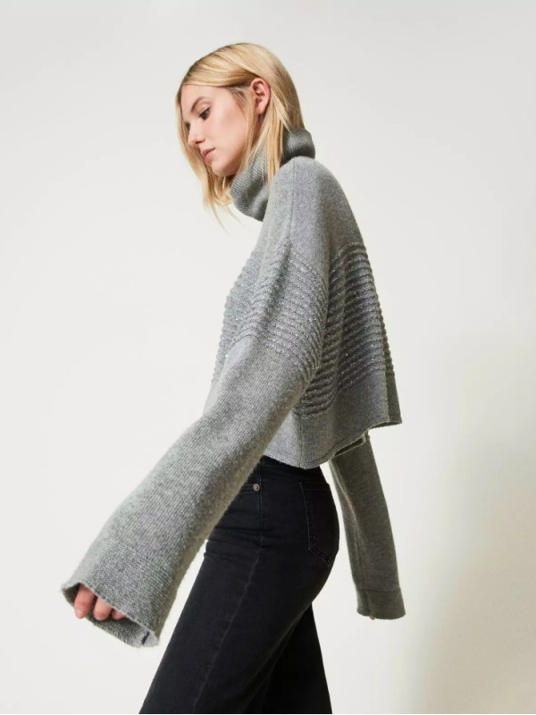 Вовняний светр / Сірий Меланж 242TP3271