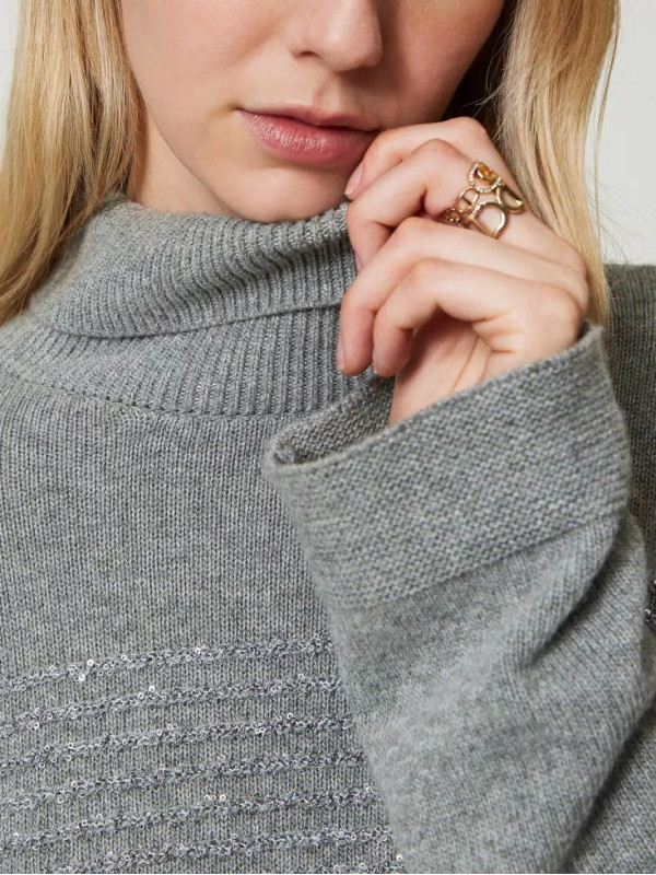 Вовняний светр / Сірий Меланж 242TP3271