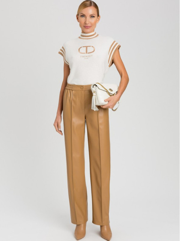 Трикотажна Блуза / Сніг / пісочно-коричневий 242TP3373