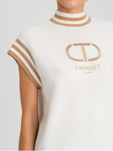 Трикотажна Блуза / Сніг / пісочно-коричневий