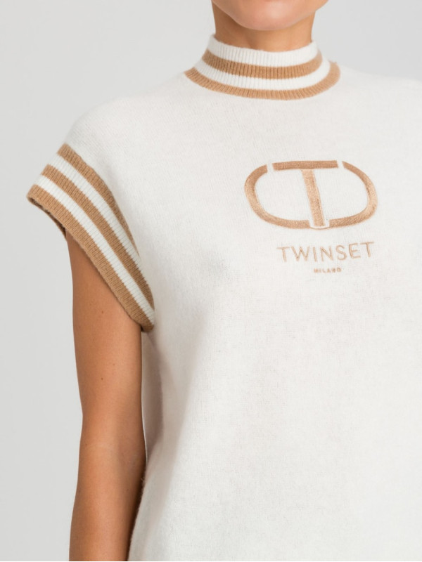 Трикотажна Блуза / Сніг / пісочно-коричневий 242TP3373