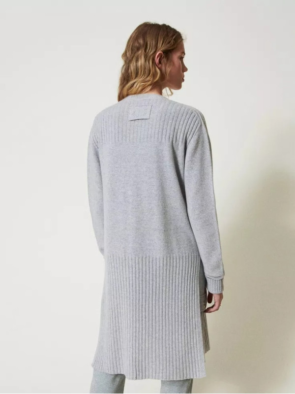 Кардіган максі / Сірий / сріблястий 242TP378A