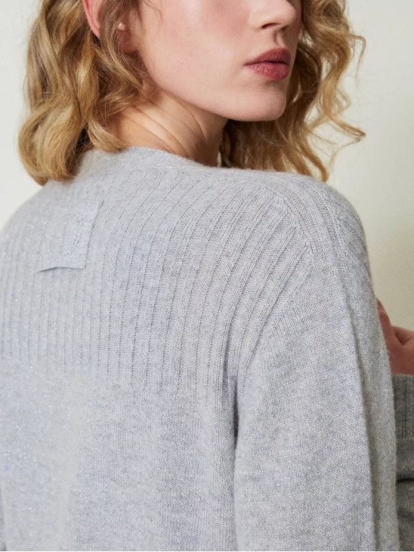 Кардіган максі / Сірий / сріблястий 242TP378A