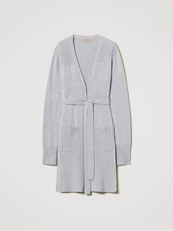 Кардіган максі / Сірий / сріблястий 242TP378A