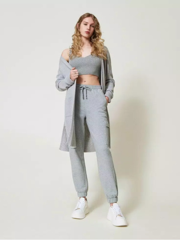 Кардіган максі / Сірий / сріблястий 242TP378A