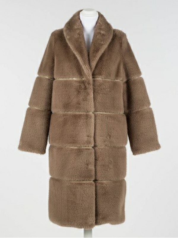 Хутряне пальто / Тауп / сіро - коричневий 242TT2020