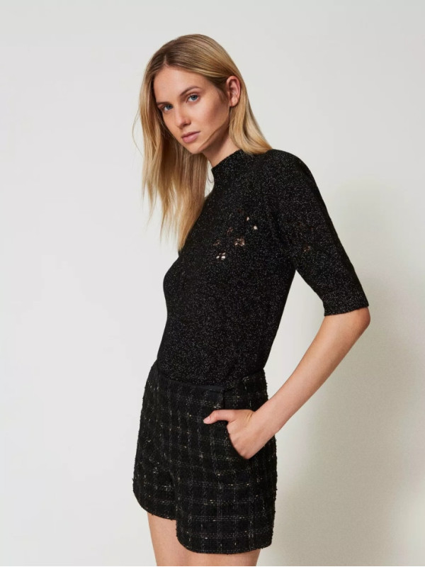 Джемпер / Чорний / Люрекс золото 242TT3011