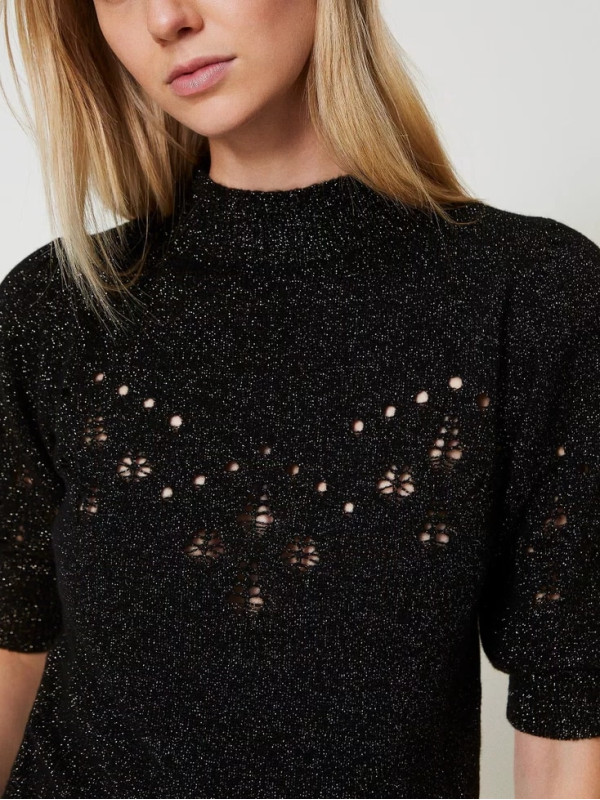 Джемпер / Чорний / Люрекс золото 242TT3011