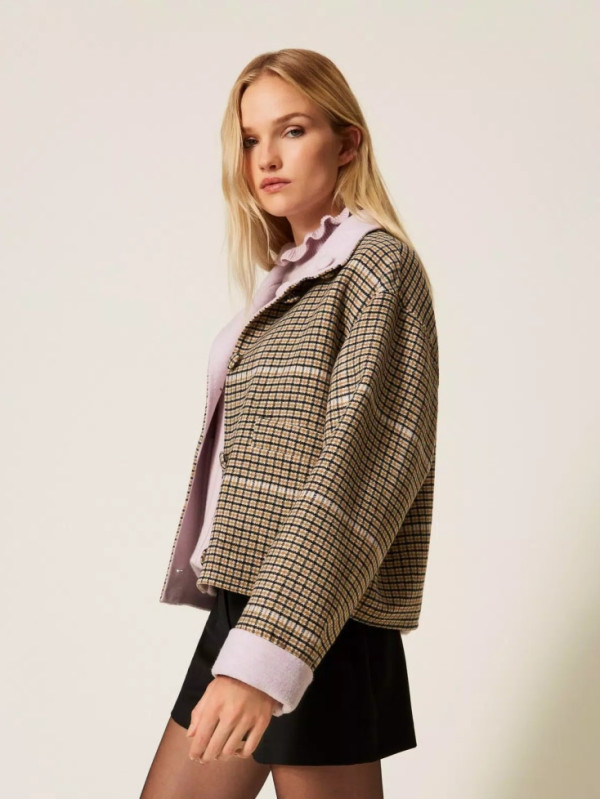 Двосторання куртка / Клітинка / фіалка 252AP2090