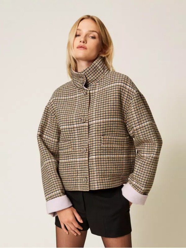 Двосторання куртка / Клітинка / фіалка 252AP2090