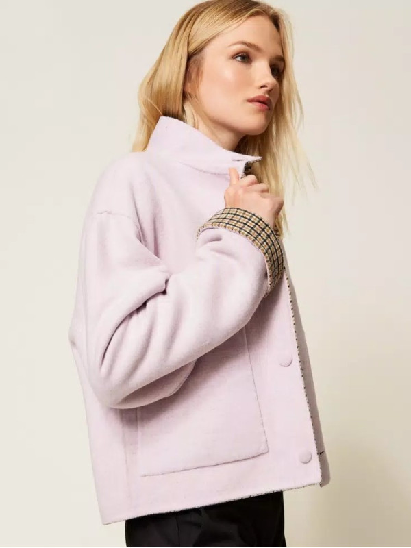 Двосторання куртка / Клітинка / фіалка 252AP2090