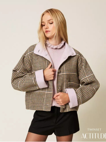 Двосторання куртка / Клітинка / фіалка