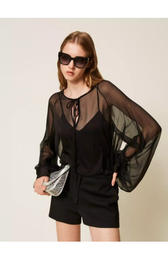 Блузка вуаль / Чорний