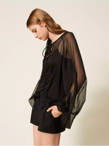 Блузка вуаль / Чорний