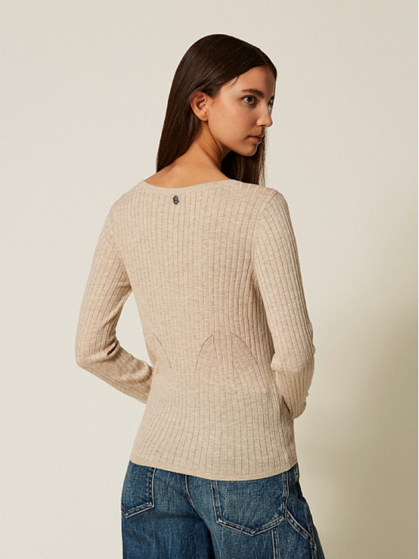 Пуловер / Бежевий меланж