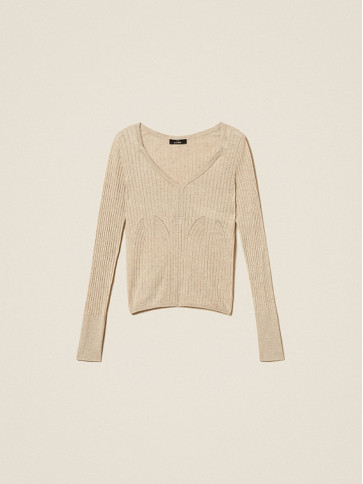 Пуловер / Бежевий меланж