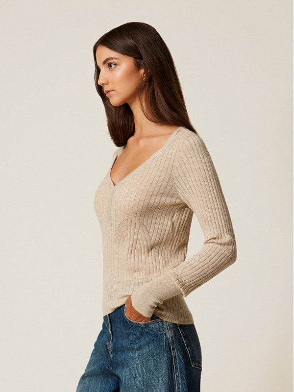 Пуловер / Бежевий меланж