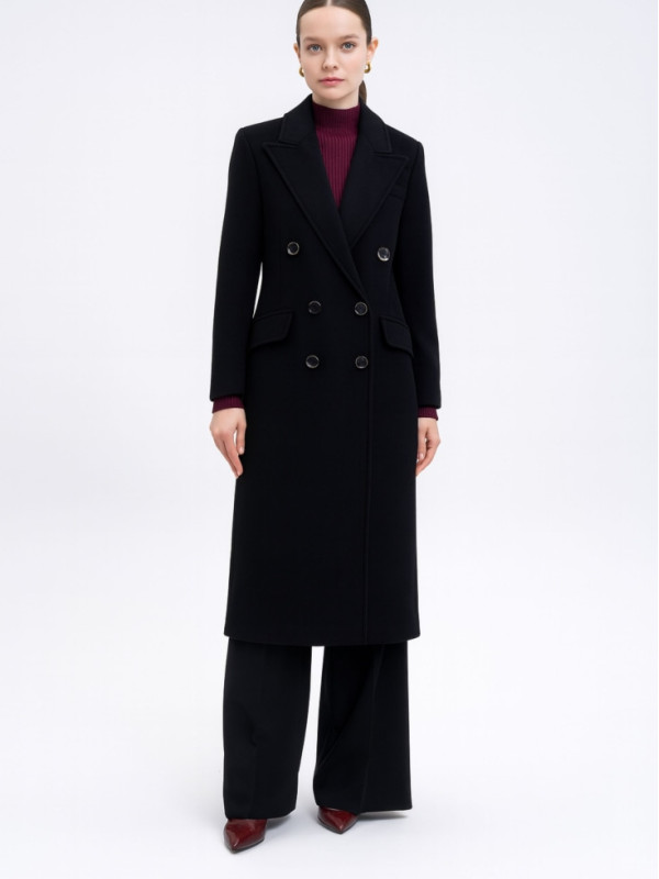 Двобортне пальто/Чорний 252LI2BBB