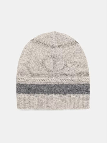 В'язана шапка/сірий меланж / люрекс