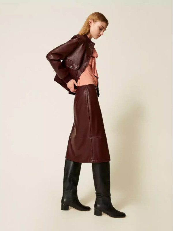 Спідниця під шкіру/Винний 252TP2233