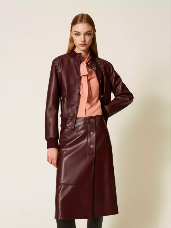 Спідниця під шкіру/Винний 252TP2233