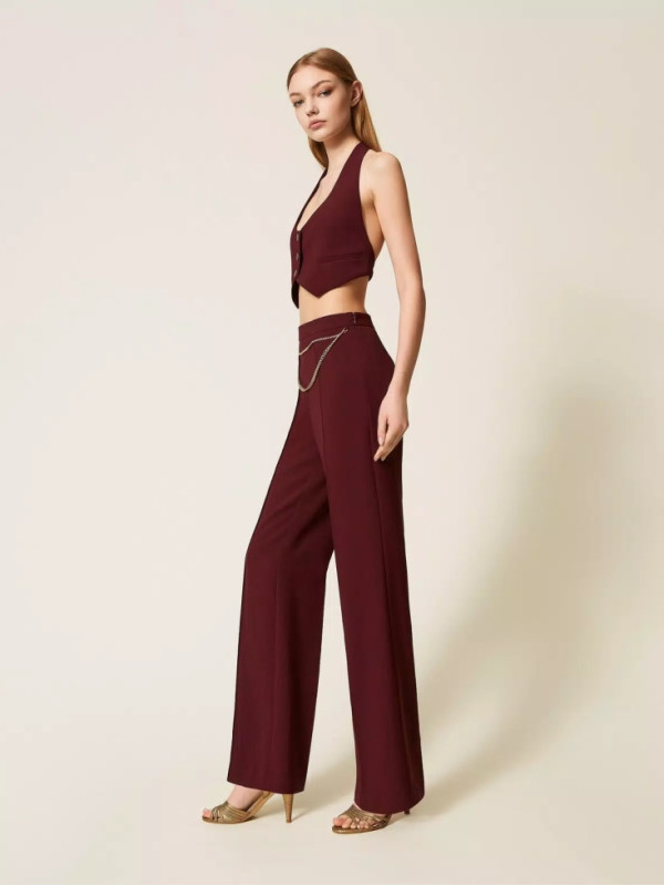 Штани з креп-каді/Винний 252TP2281