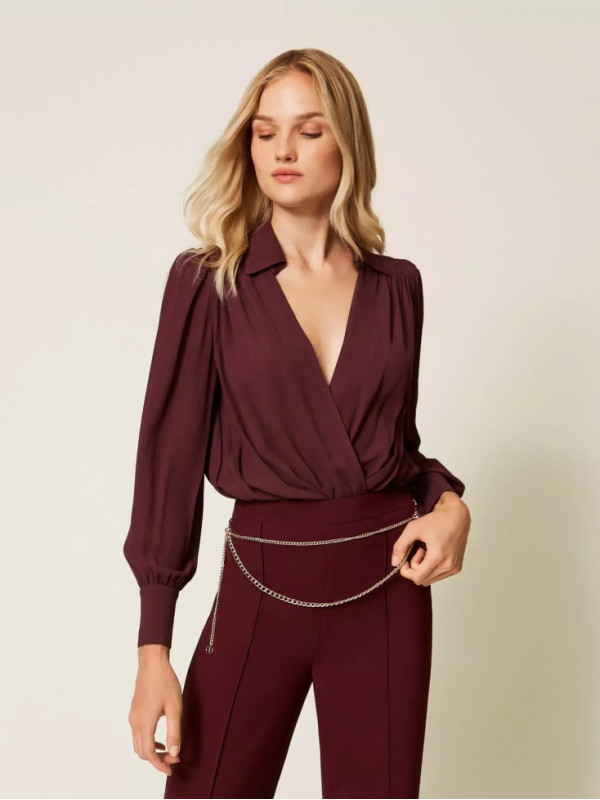 Боді з крепдешину/Винний 252TP2293