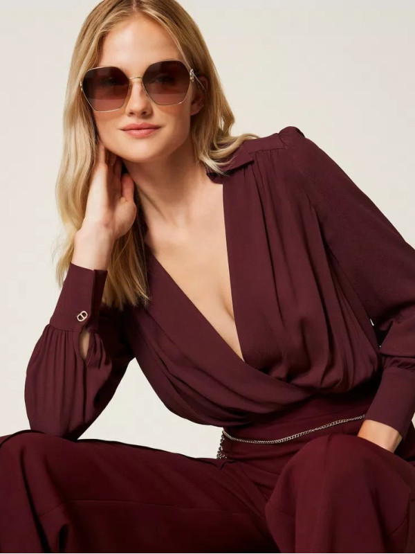 Боді з крепдешину/Винний 252TP2293