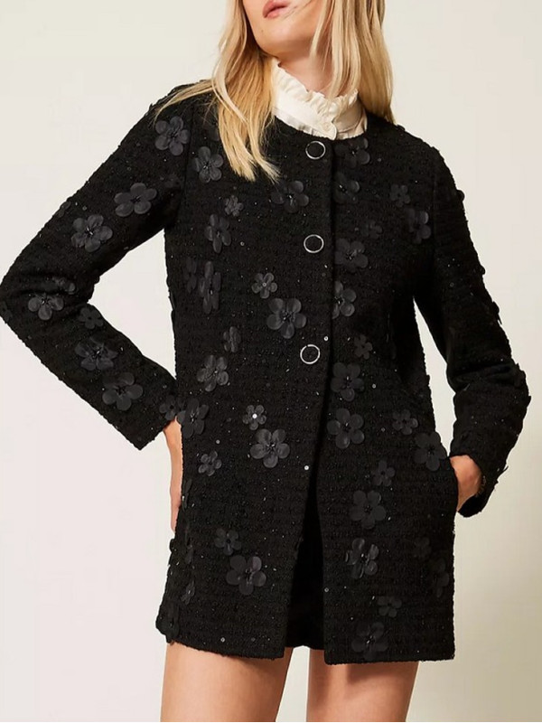 Пальто/Букле чорні квіти 252TP2400