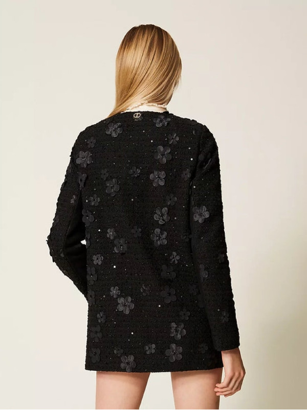 Пальто/Букле чорні квіти 252TP2400