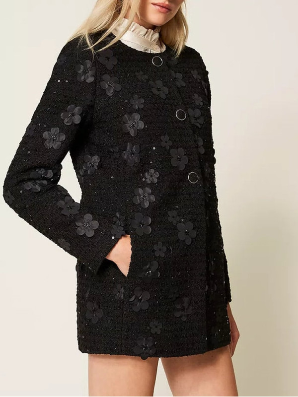 Пальто/Букле чорні квіти 252TP2400