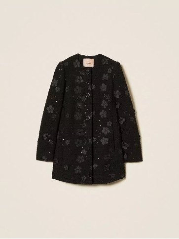 Пальто/Букле чорні квіти