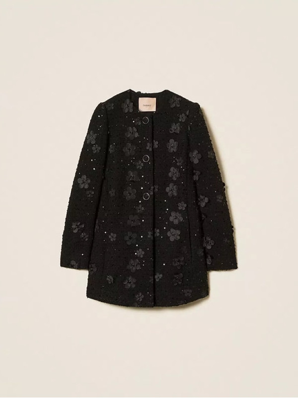 Пальто/Букле чорні квіти 252TP2400