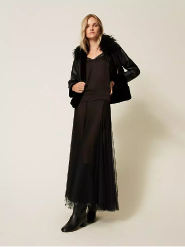 Атласний топ/Чорний