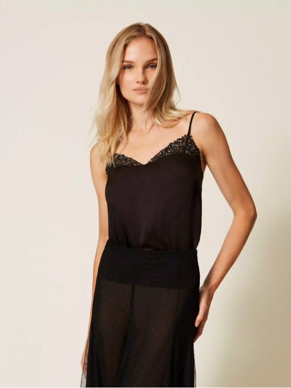 Атласний топ/Чорний 252TP2481
