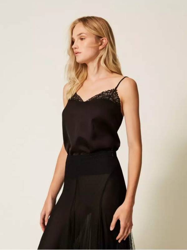 Атласний топ/Чорний 252TP2481