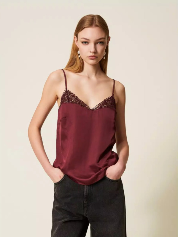 Атласний топ/Винний 252TP2481