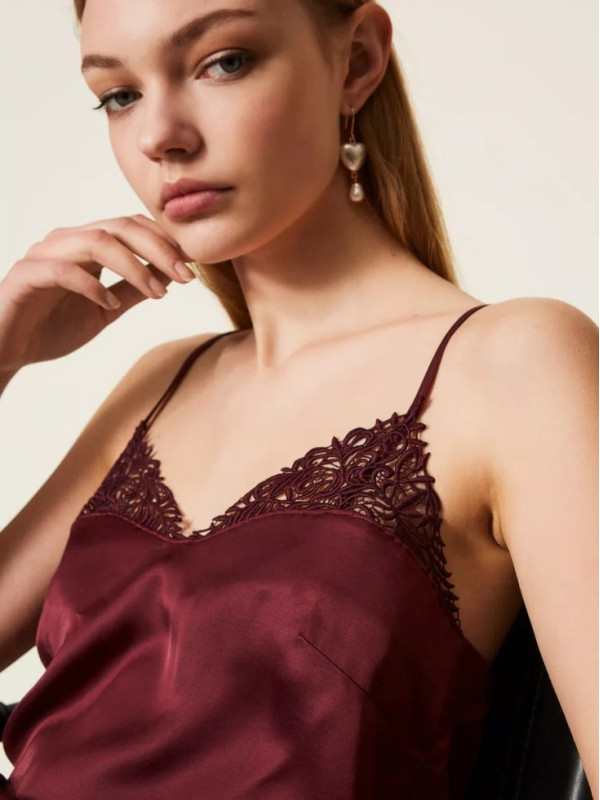 Атласний топ/Винний 252TP2481