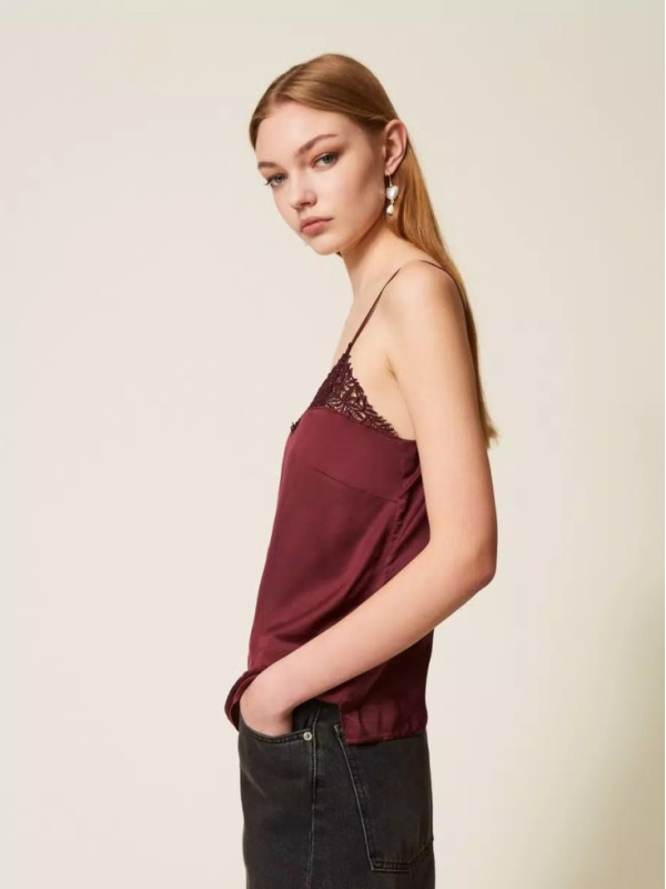 Атласний топ/Винний 252TP2481