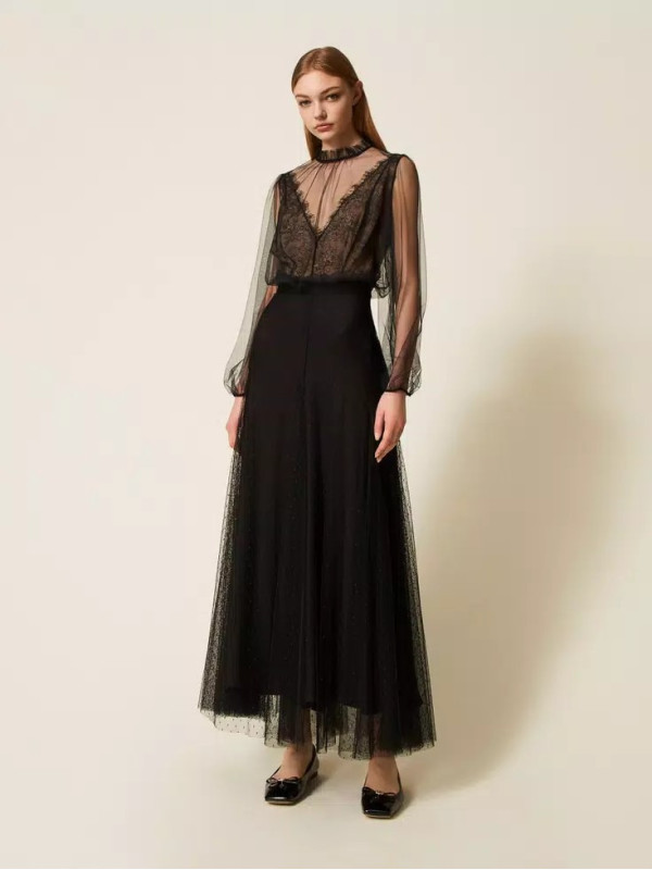 Спідниця з мереживом/Чорний 252TP2652