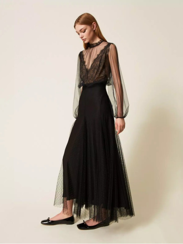 Спідниця з мереживом/Чорний 252TP2652