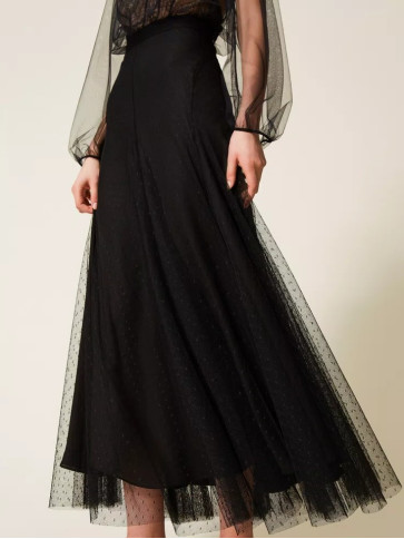 Спідниця з мереживом/Чорний