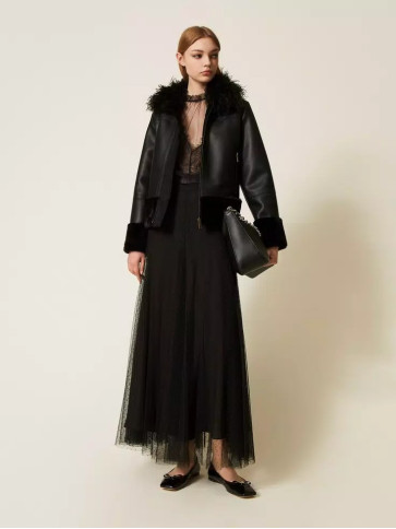 Спідниця з мереживом/Чорний